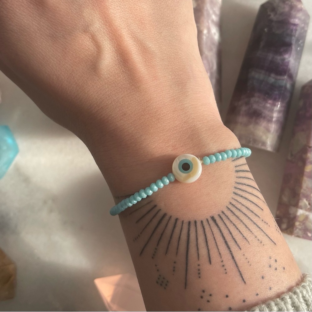 Blue Evil Eye Beaded Bracelet